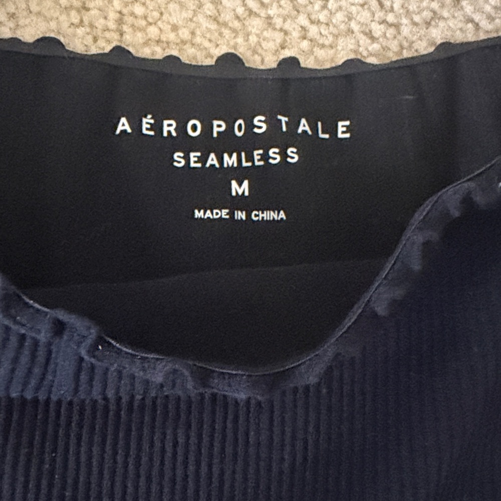 Aeropostale Black Off-Shoulder Crop Top - Picture 2 of 2